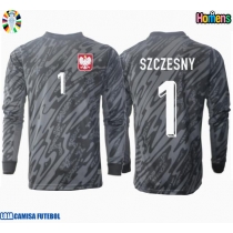 Camisa de Futebol Polónia Wojciech Szczesny #1 Goleiro Equipamento Secundário Europeu 2024 Manga Comprida